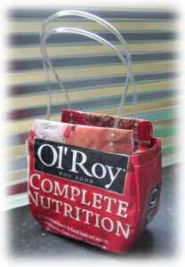Good Ol'Roy - dogfood bag purse by Jamie K. McIntosh.